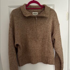 American Eagle Quarter Zip Brown Sweater